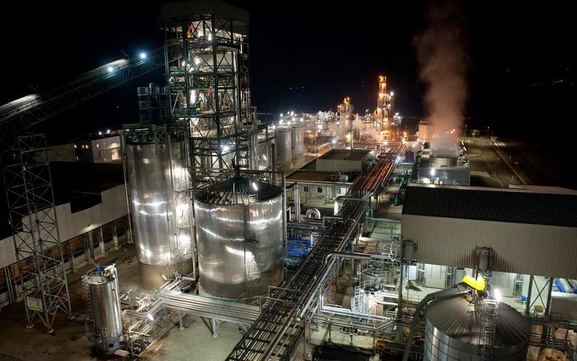 Aerial view of Allianz Distillery's ethanol production plant in India